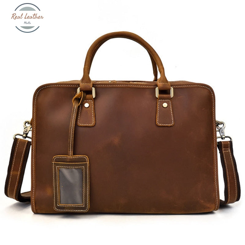 Genuine Leather Womens 15 Inch Laptop Bag Brown