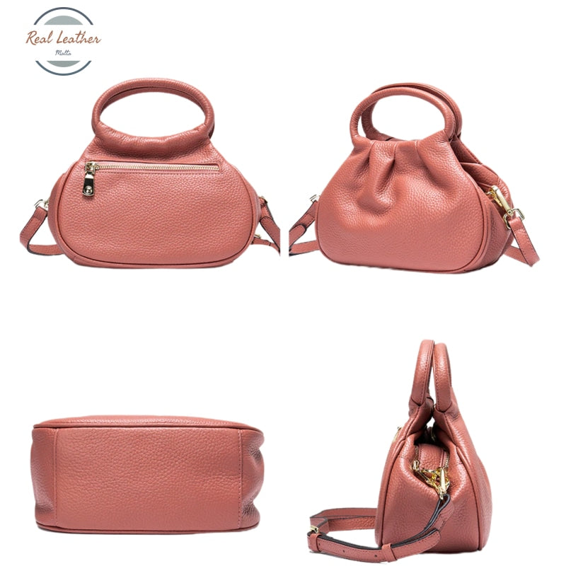 Genuine Leather Womens Bowling Shoulder Bag