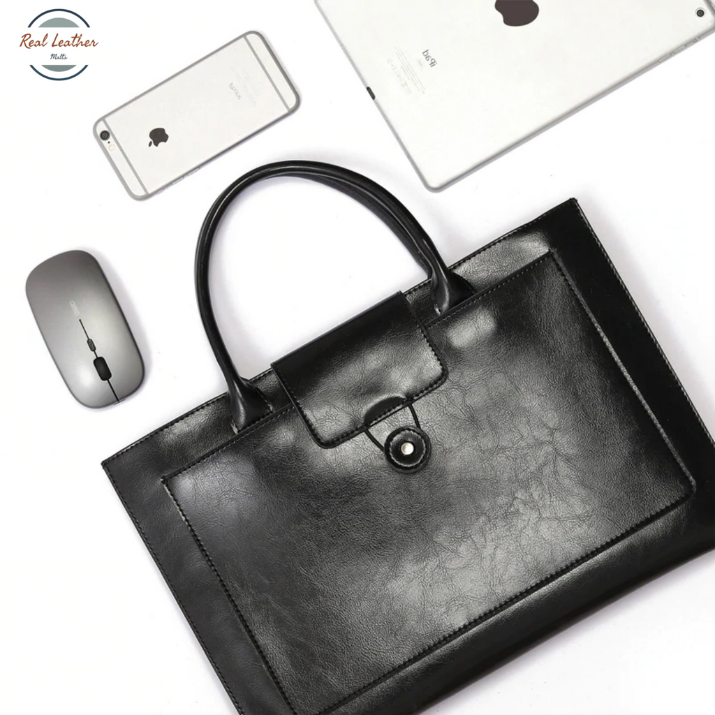 Genuine Leather 14 inch Slim Laptop Briefcase