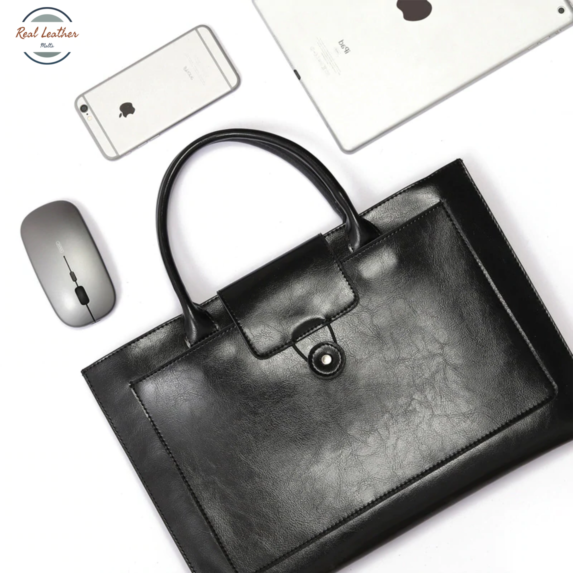 Genuine Leather 14 inch Slim Laptop Briefcase