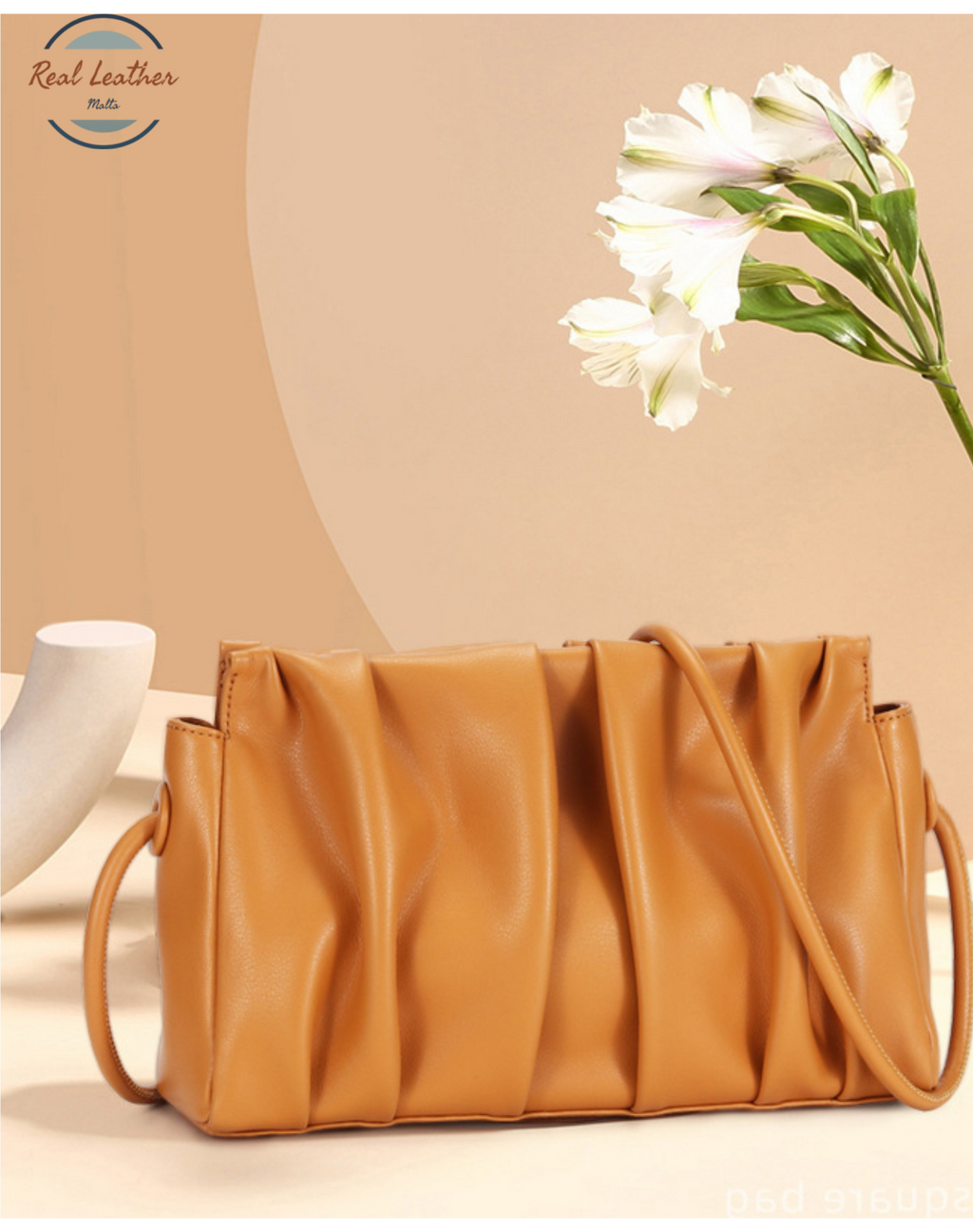 Genuine Leather Minimalist Ruched Clutch Bag