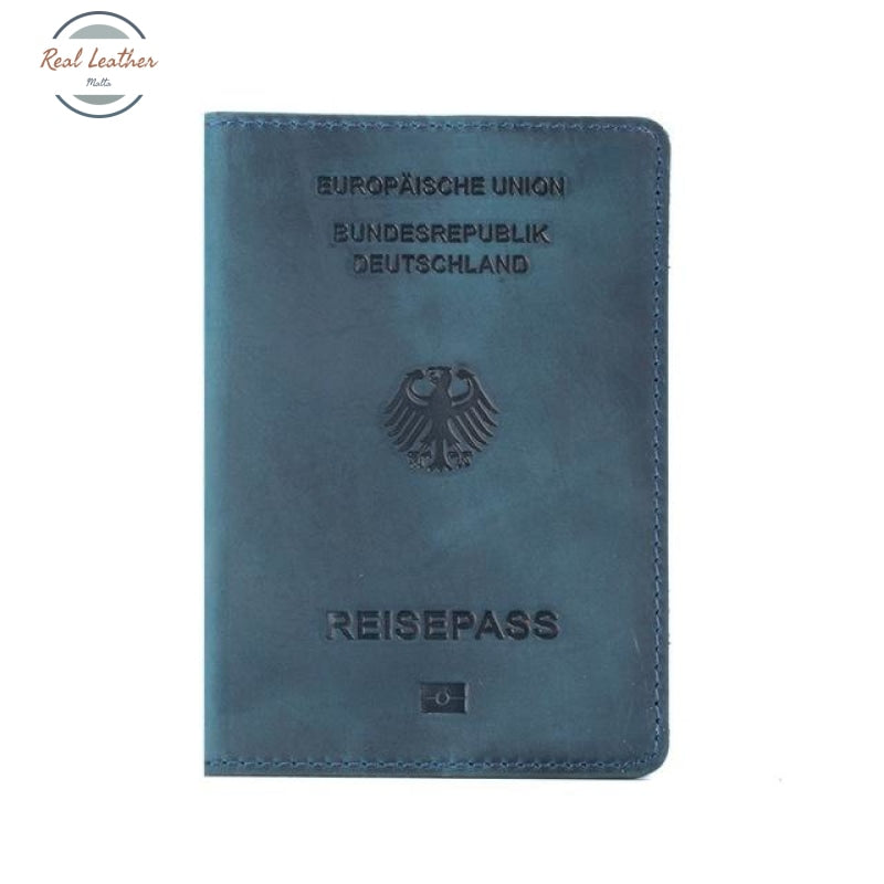 Germany - Genuine Leather Passport Cover Blue