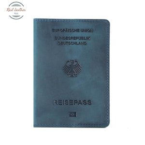 Germany - Genuine Leather Passport Cover Blue