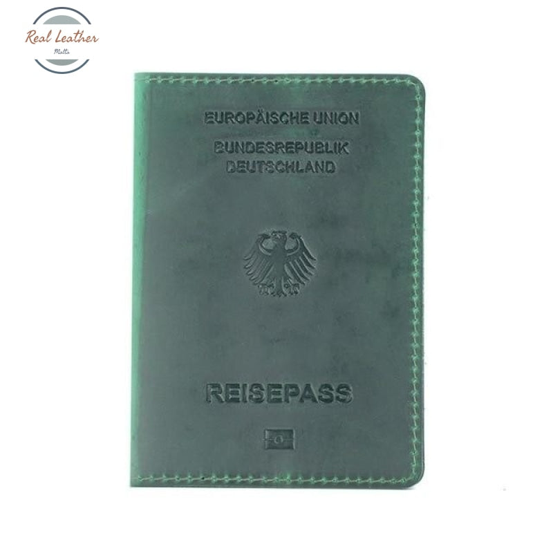 Germany - Genuine Leather Passport Cover Green