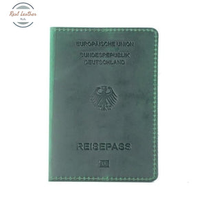 Germany - Genuine Leather Passport Cover Green