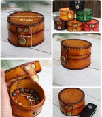 Handmade Leather Round Coin Purse And Storage