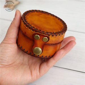 Handmade Leather Round Coin Purse And Storage