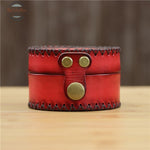 Handmade Leather Round Coin Purse And Storage Red