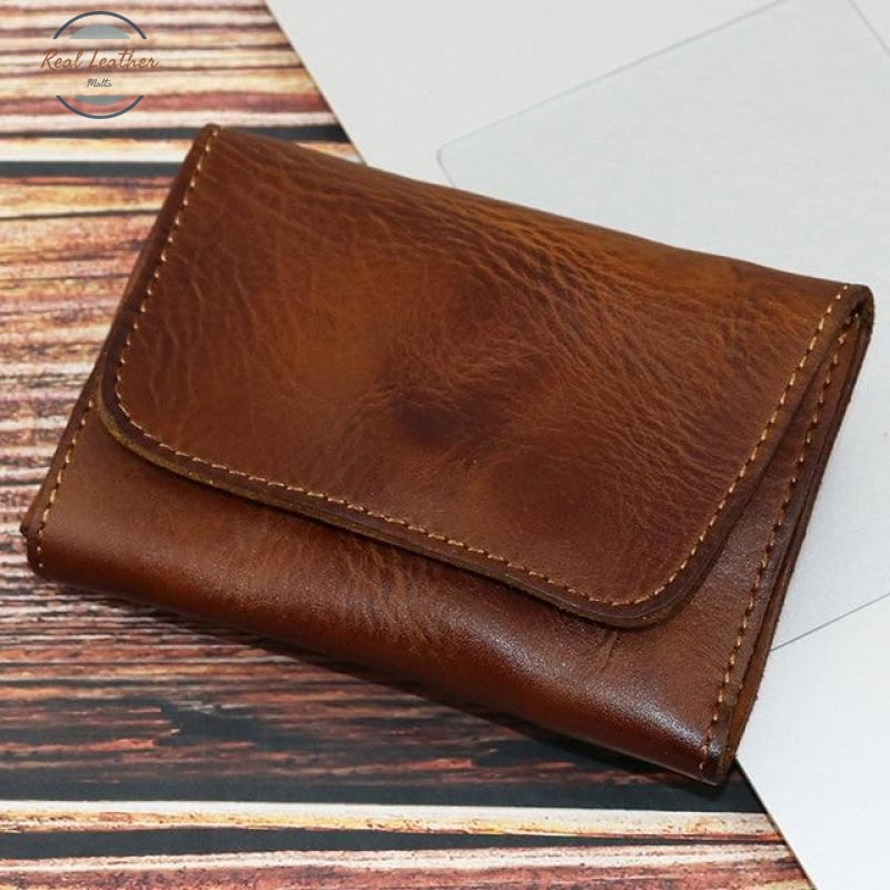 Handmade Vintage Genuine Leather Card Holder Brown