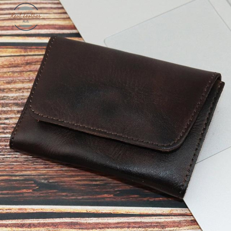 Handmade Vintage Genuine Leather Card Holder Coffee
