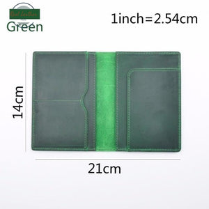 International - Genuine Crazy Horse Leather Passport Cover Green Cover