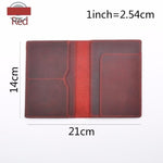 International - Genuine Crazy Horse Leather Passport Cover Red Cover