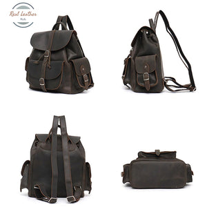 Ladies Crazy Horse Leather Backpack Backpacks