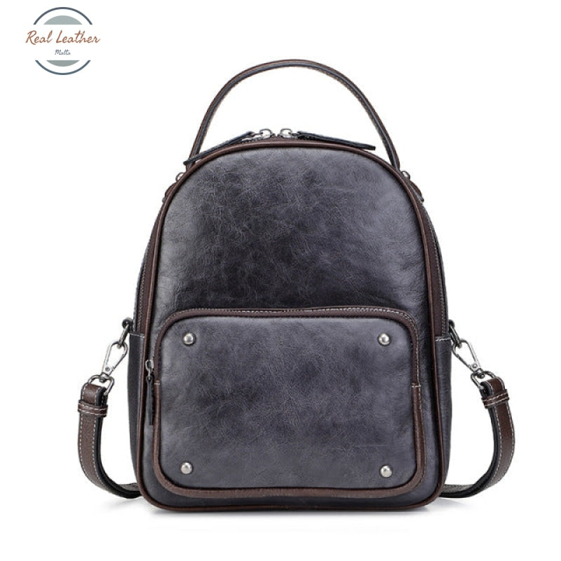 Ladies Genuine Leather Small Backpack Black