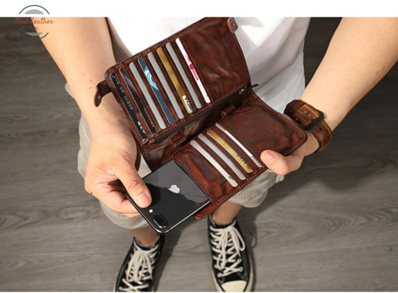 Large Capacity Leather Bi Fold Wallet