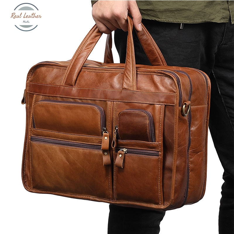 Large Capacity Leather Briefcase