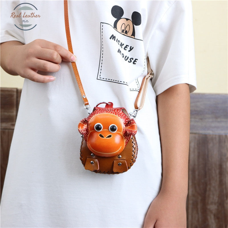 Leather Cartoon Little Monkey Coin Purse