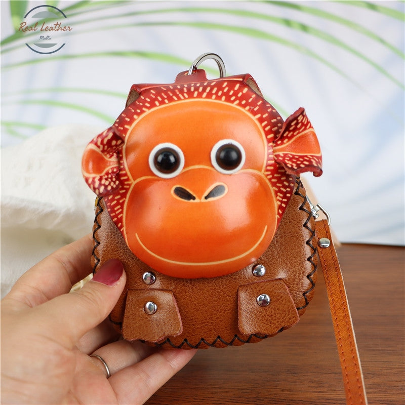 Leather Cartoon Little Monkey Coin Purse
