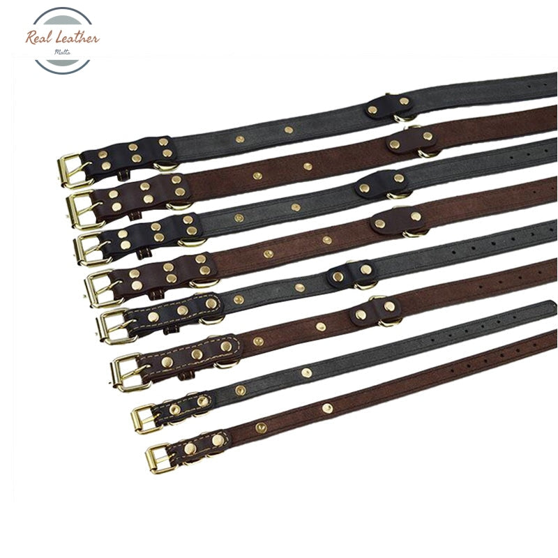 Leather Engraved Dog Collar Pet Tag