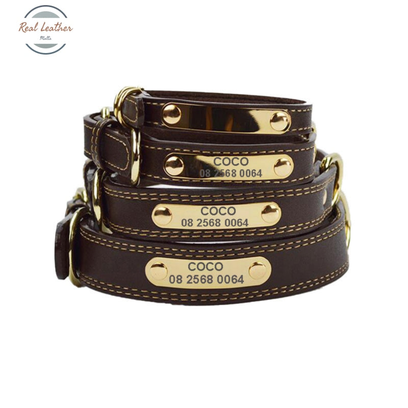 Leather Engraved Dog Collar Pet Tag