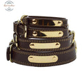 Leather Engraved Dog Collar Pet Tag Black / S