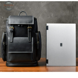 Men Retro Style Leather Travel Backpack