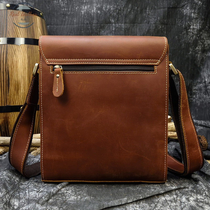 Mens Crazy Horse Leather Messenger Bag