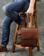 Mens Crazy Horse Leather Messenger Bag