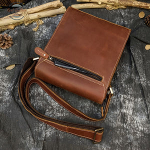 Mens Crazy Horse Leather Messenger Bag