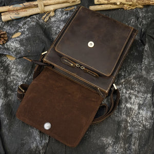 Mens Crazy Horse Leather Messenger Bag