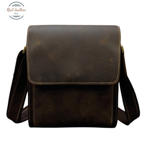 Mens Crazy Horse Leather Messenger Bag