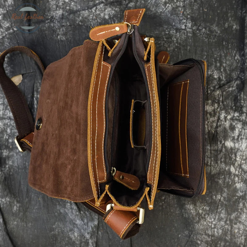 Mens Crazy Horse Leather Messenger Bag