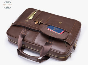 Mens Genuine Leather Business Style Briefcase