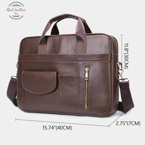 Mens Genuine Leather Business Style Briefcase