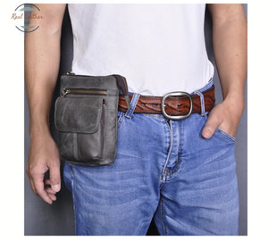 Mens leather hot sale pouch bag