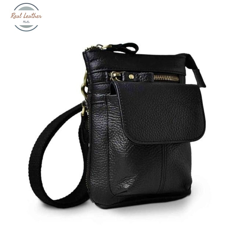 Mens Leather Pouch / Cross Body Black Bags