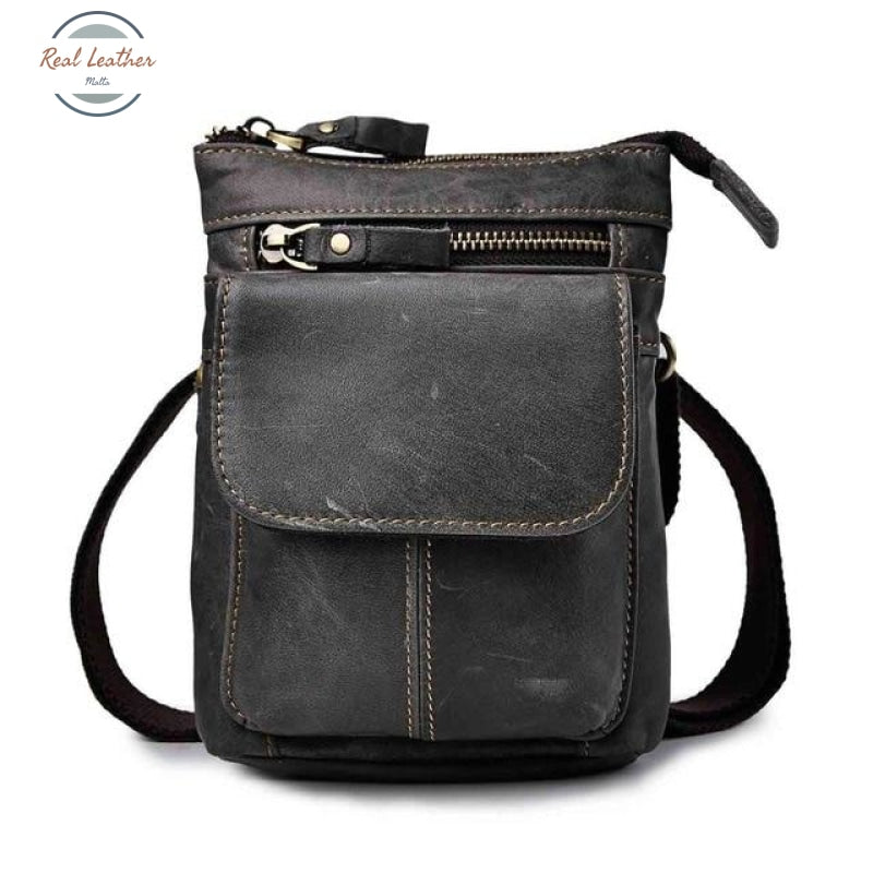 Mens Leather Pouch / Cross Body Grey Bags