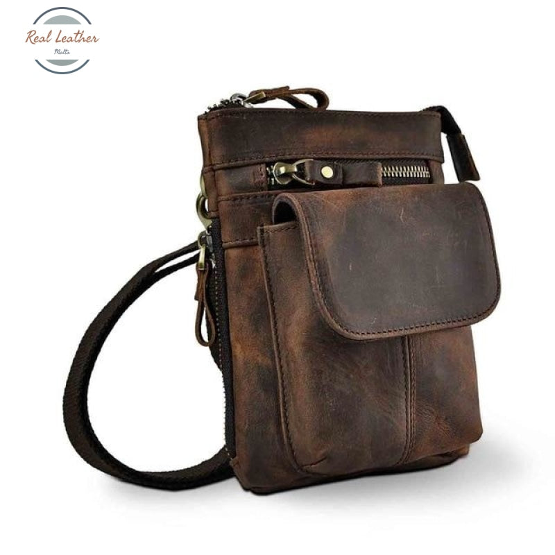 Mens Leather Pouch / Cross Body Dark Brown Bags