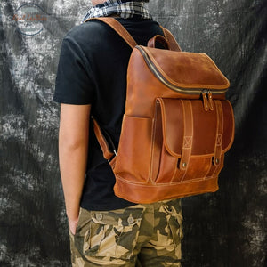 Mens Retro Style Leather Backpack Backpacks