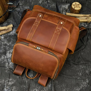 Mens Retro Style Leather Backpack Backpacks