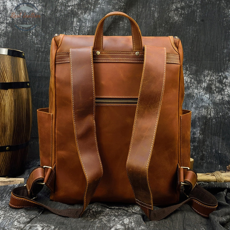 Mens Retro Style Leather Backpack Backpacks