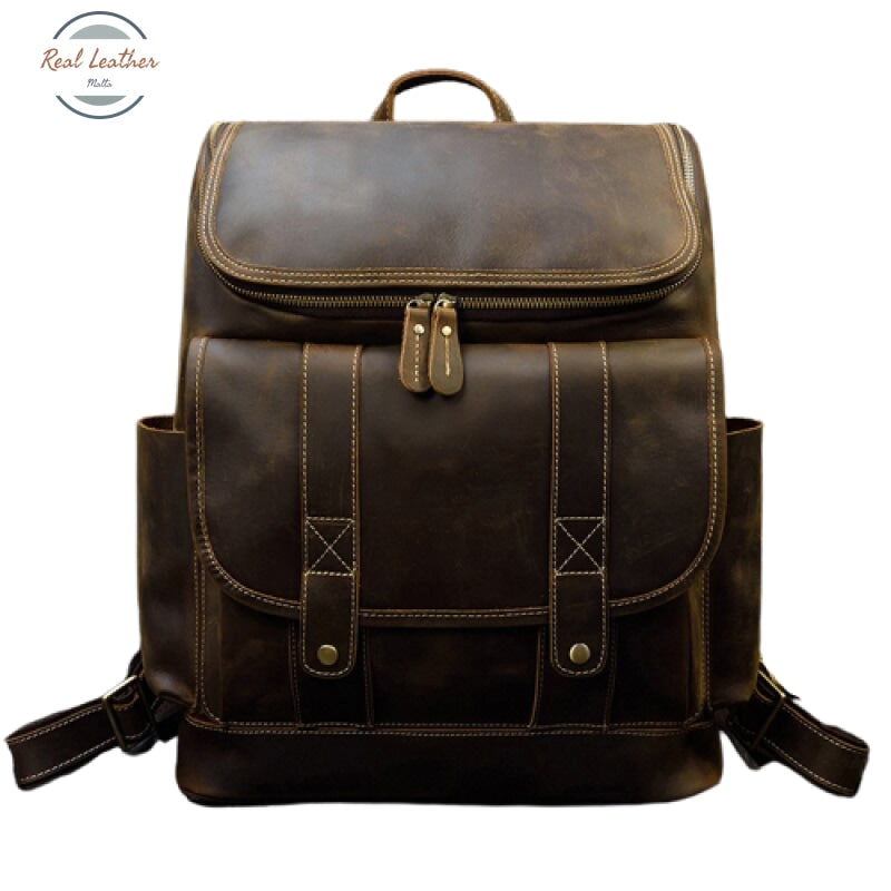 Mens Retro Style Leather Backpack Backpacks