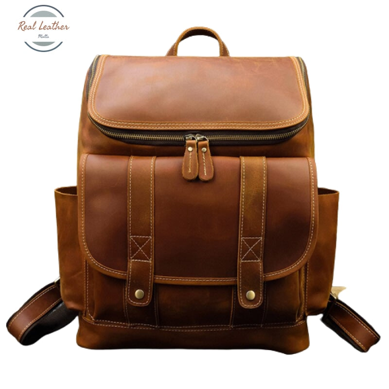 Mens Retro Style Leather Backpack Backpacks