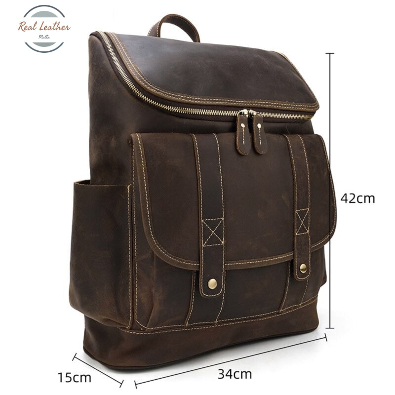 Mens Retro Style Leather Backpack Backpacks