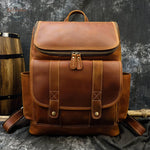 Mens Retro Style Leather Backpack Light Brown Backpacks