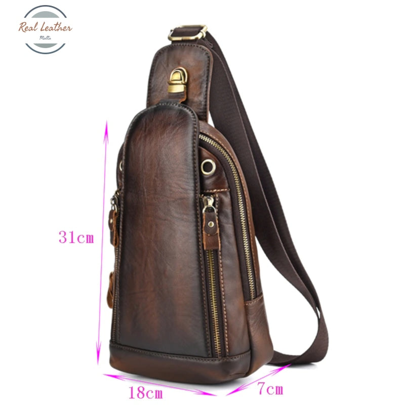 Mens Vintage Leather Cross Body Bag Backpacks