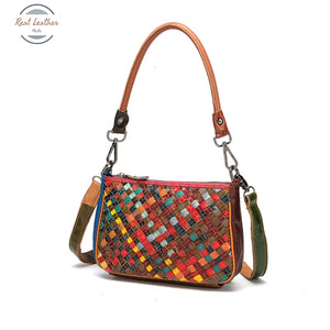 Multi-Colorful Genuine Leather Ladies Patchwork Mini Handbag