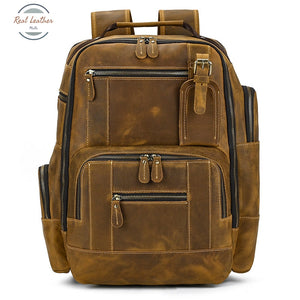 Multifunction Vintage Leather Backpack Brown
