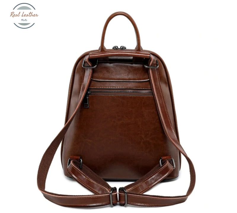 Oil Wax Genuine Leather Women Backpack Cross Body Shoulder Bags Cowhide School Daypack Fashion Retro
