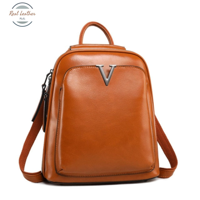 Oil Wax Genuine Leather Women Backpack Cross Body Shoulder Bags Cowhide School Daypack Fashion Retro